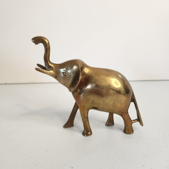Vintage Other - Vintage Mid Century Modern MCM Brass Elephant Figurine Statue 1960s Trunk Up